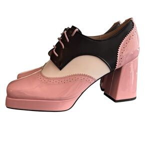 Women’s Square Toe Platform Shoes Lace Up Chunky Heels Gothic Pumps College